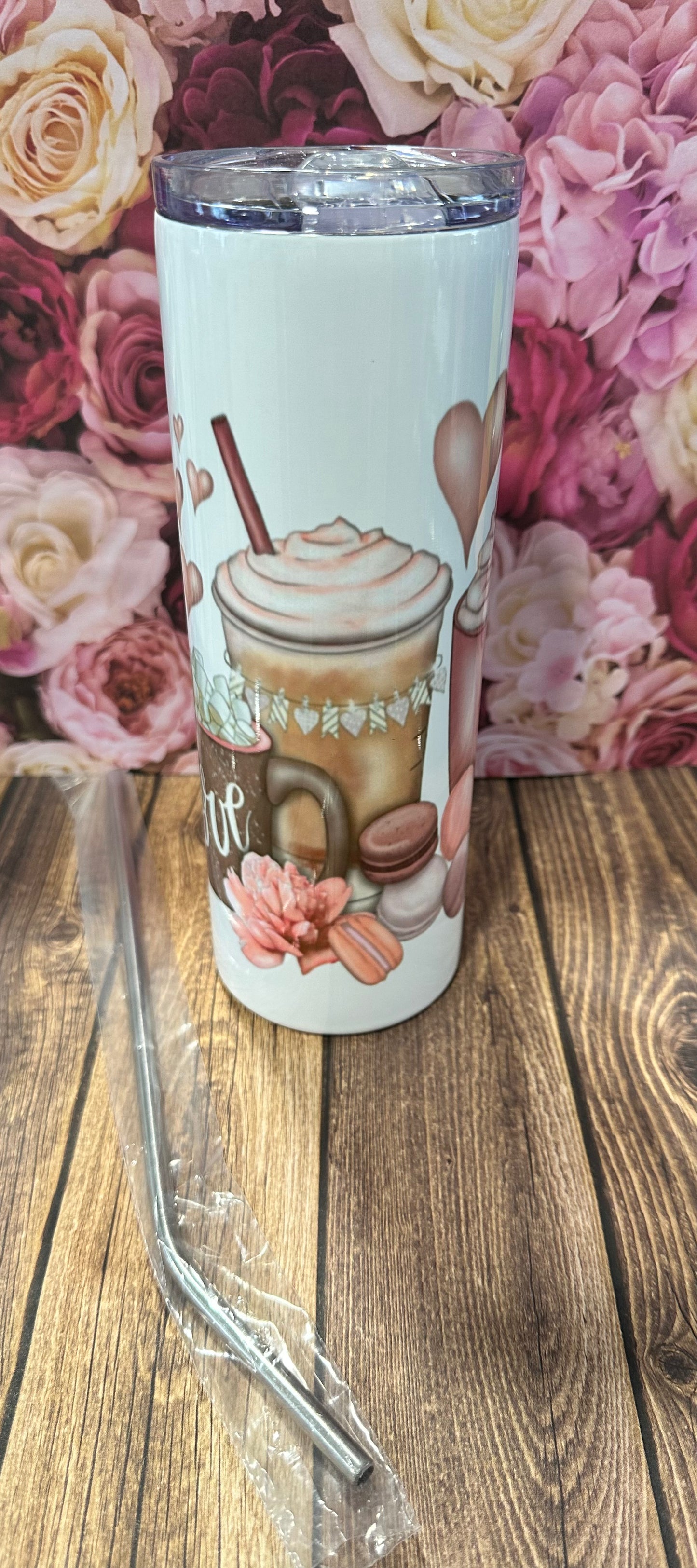20 oz straight stainless-steel double walled tumbler with a handle