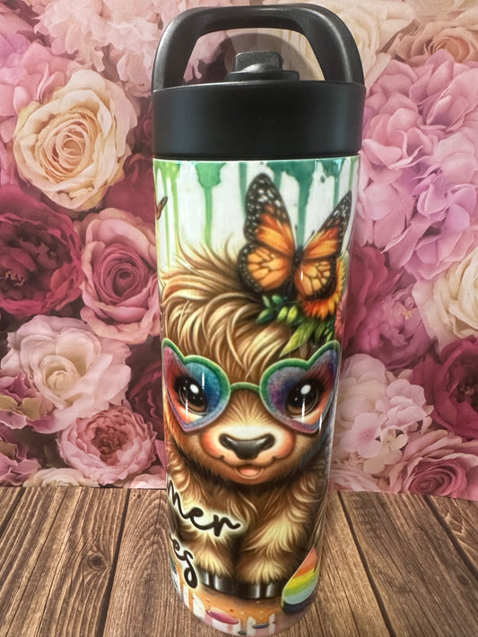 20 oz flip straw straight stainless-steel double walled tumbler