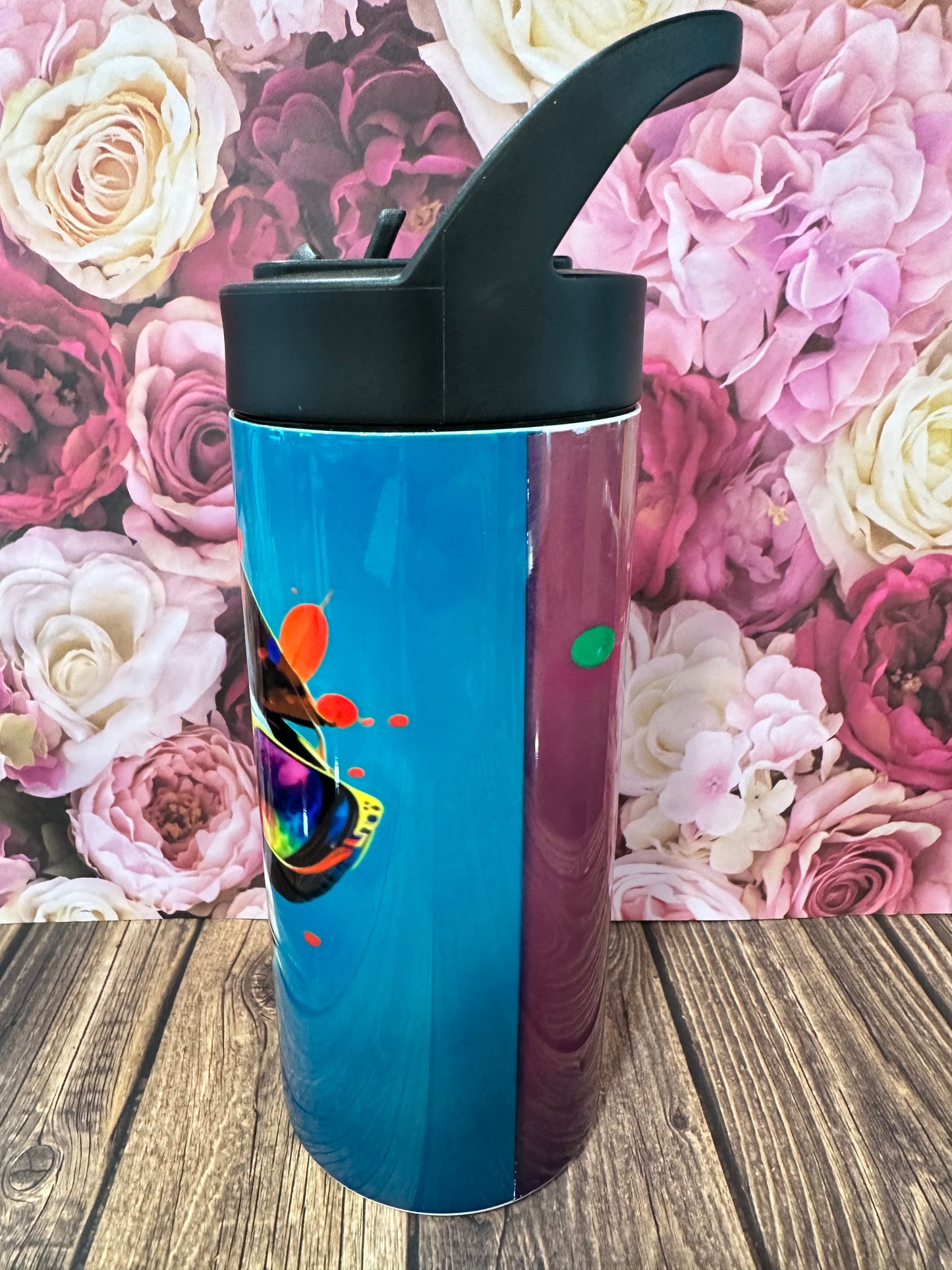 16 oz flip straw stainless steel double walled tumbler