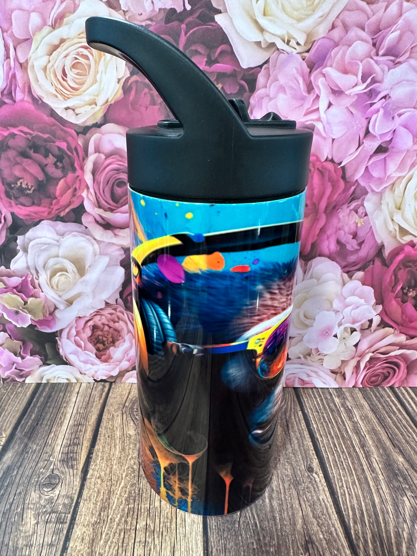 16 oz flip straw stainless steel double walled tumbler