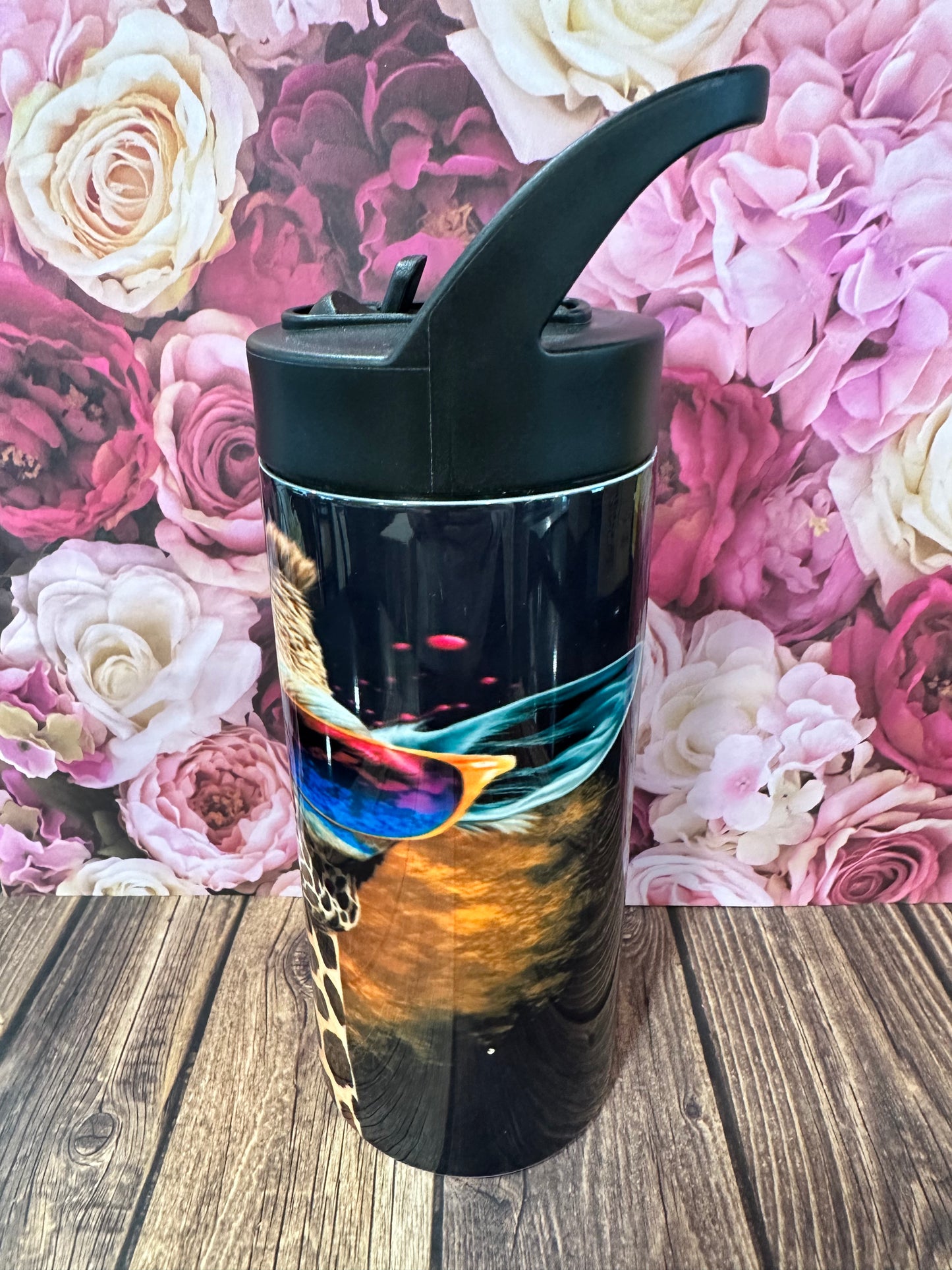 16 oz flip straw stainless steel double walled tumbler