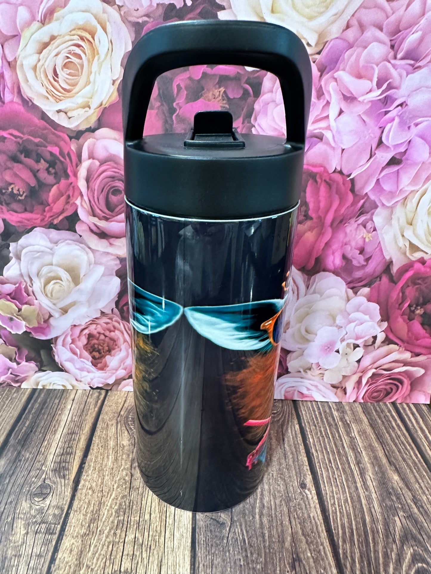 16 oz flip straw stainless steel double walled tumbler