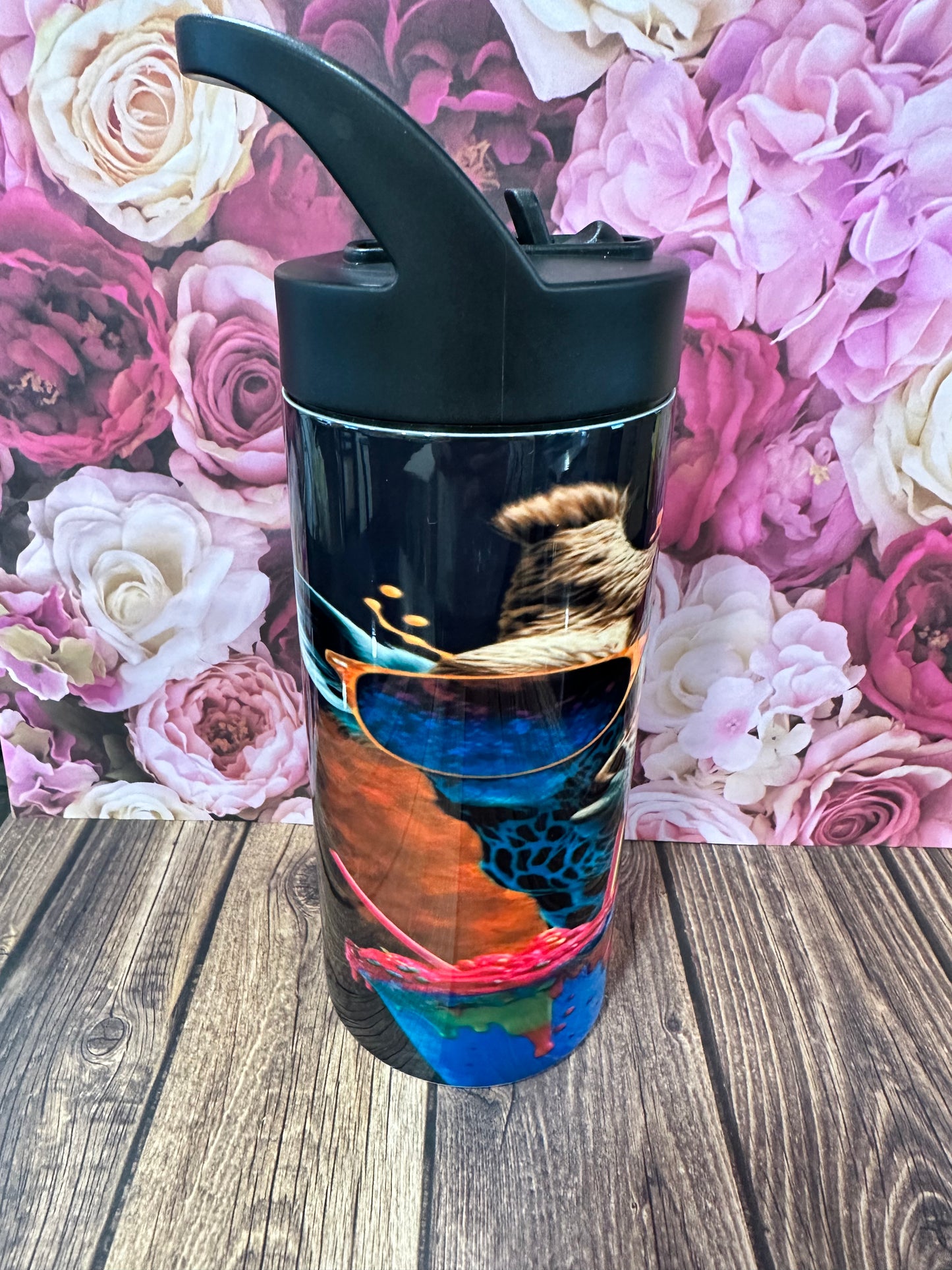 16 oz flip straw stainless steel double walled tumbler