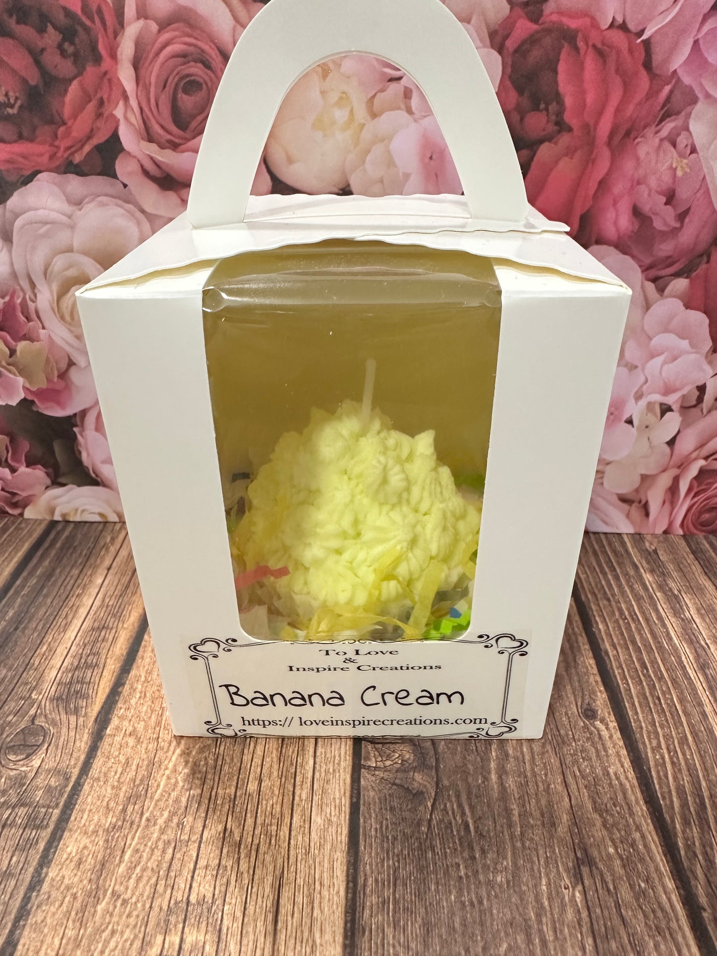 Banana cream soy wax cupcake candle