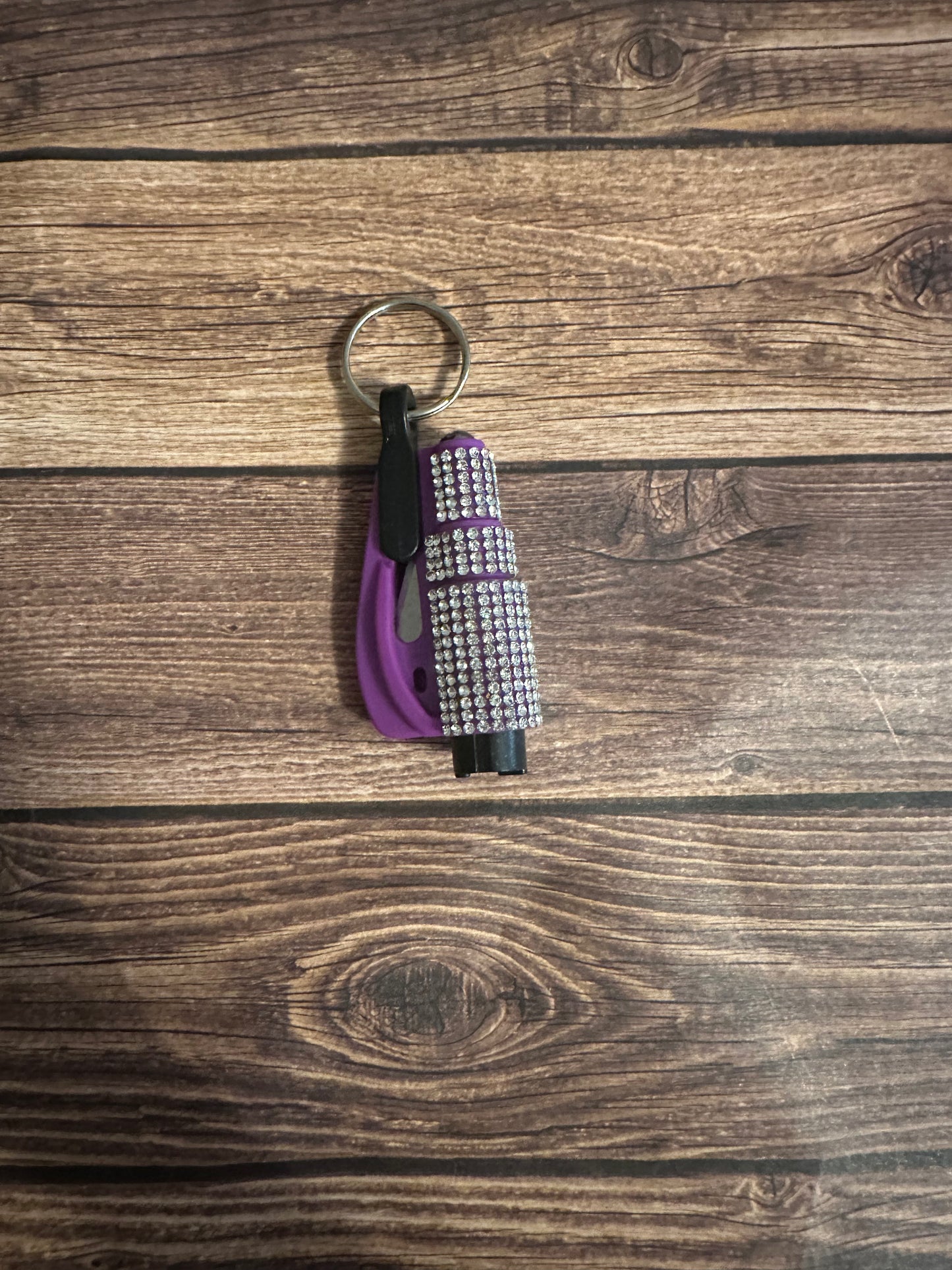 Purple and silver rhinestone seatbelt cutter/ window breaker