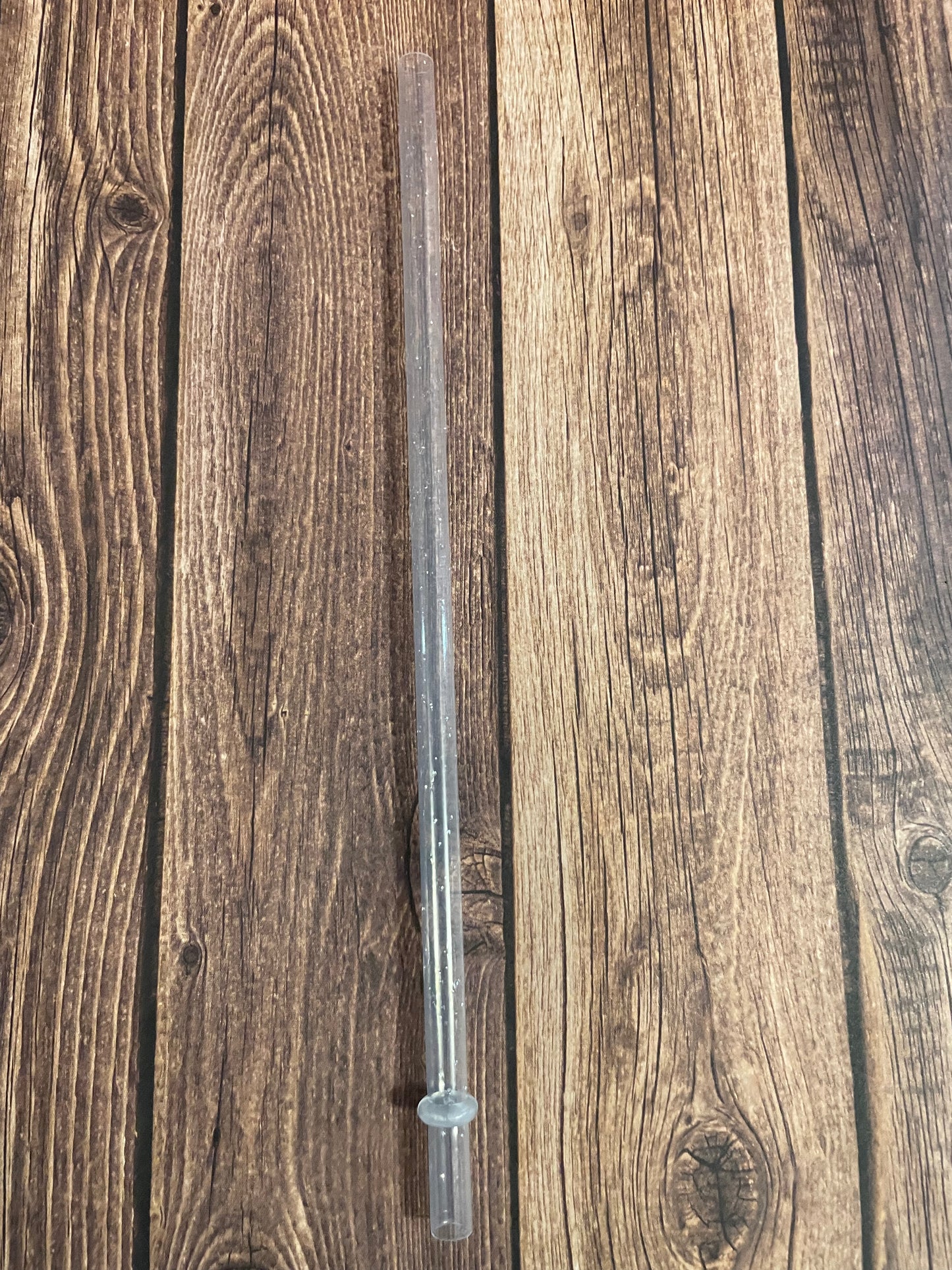 9" Clear glitter plastic reusable straw