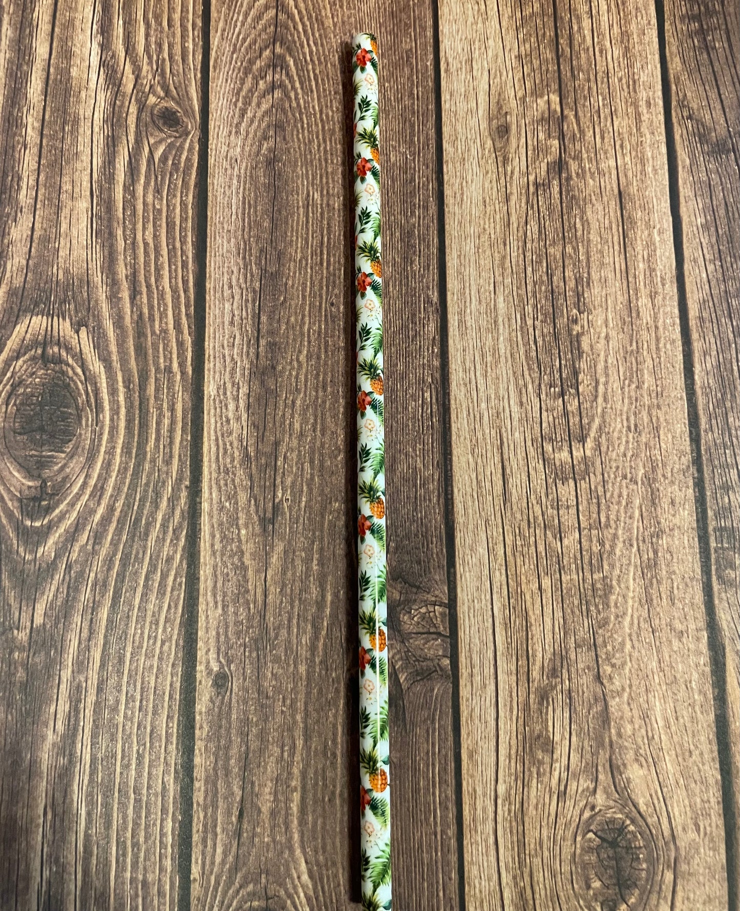 9" Pineapple plastic reusable straw