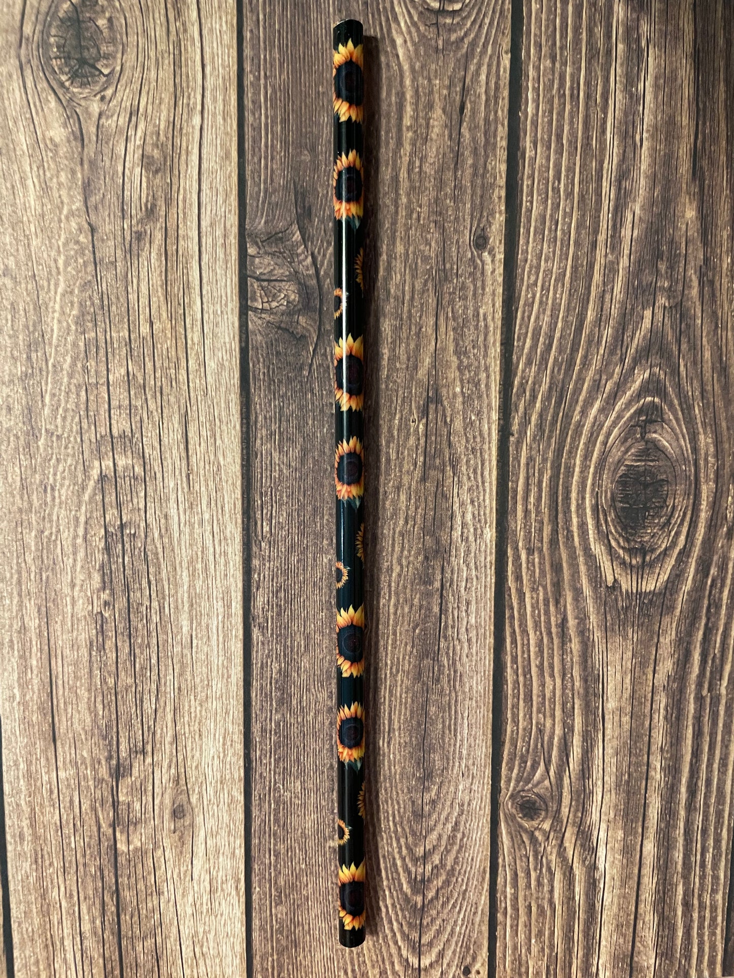 9" Sunflower plastic reusable straw