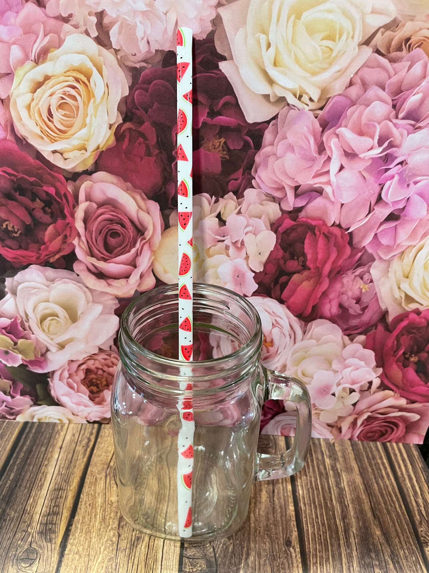 9" Watermelon plastic reusable straws