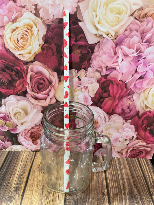 9" Watermelon plastic reusable straws