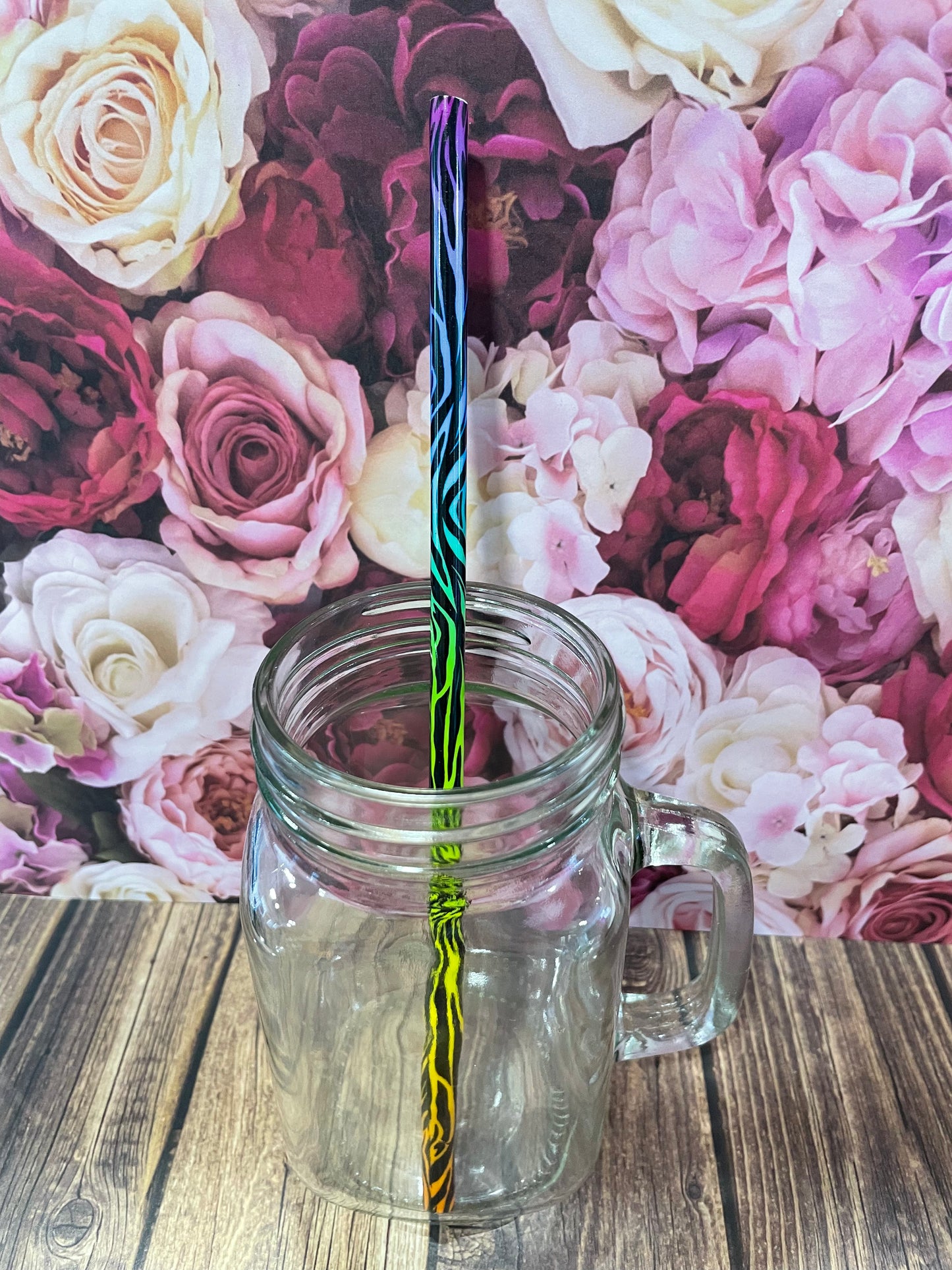 9" Lisa Frank plastic reusable straw