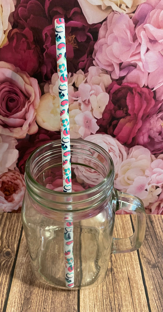 9" Multi color plastic reusable straw