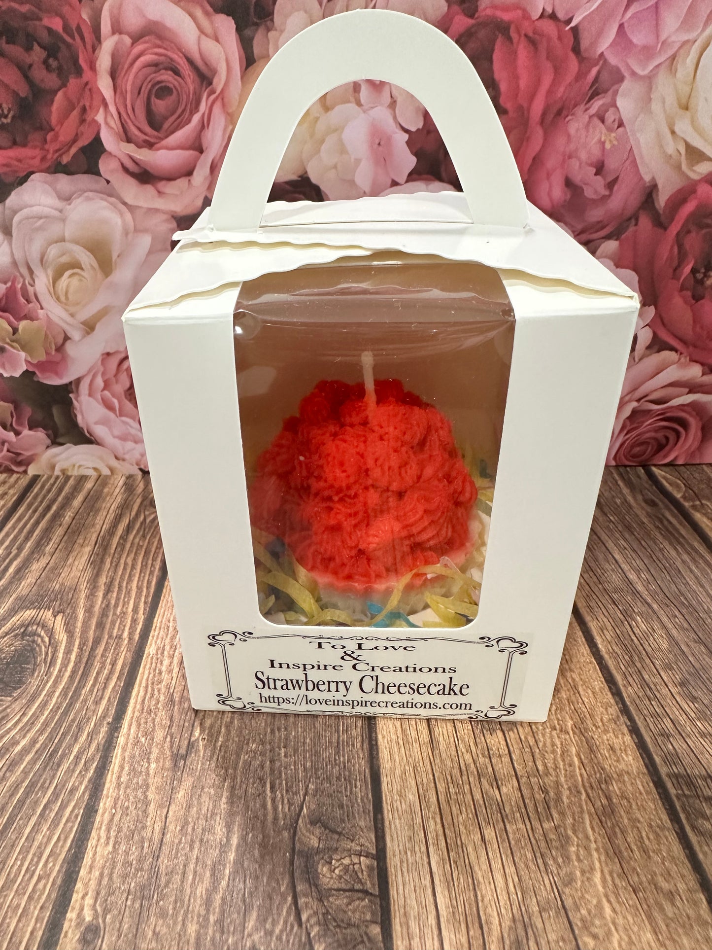 Strawberry cheesecake soy wax cupcake candle