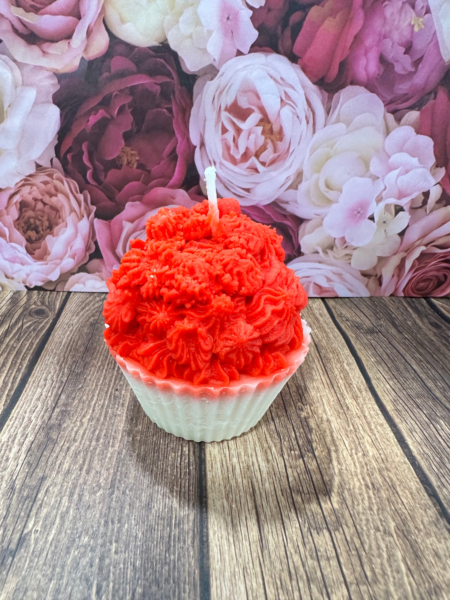 Strawberry cheesecake soy wax cupcake candle