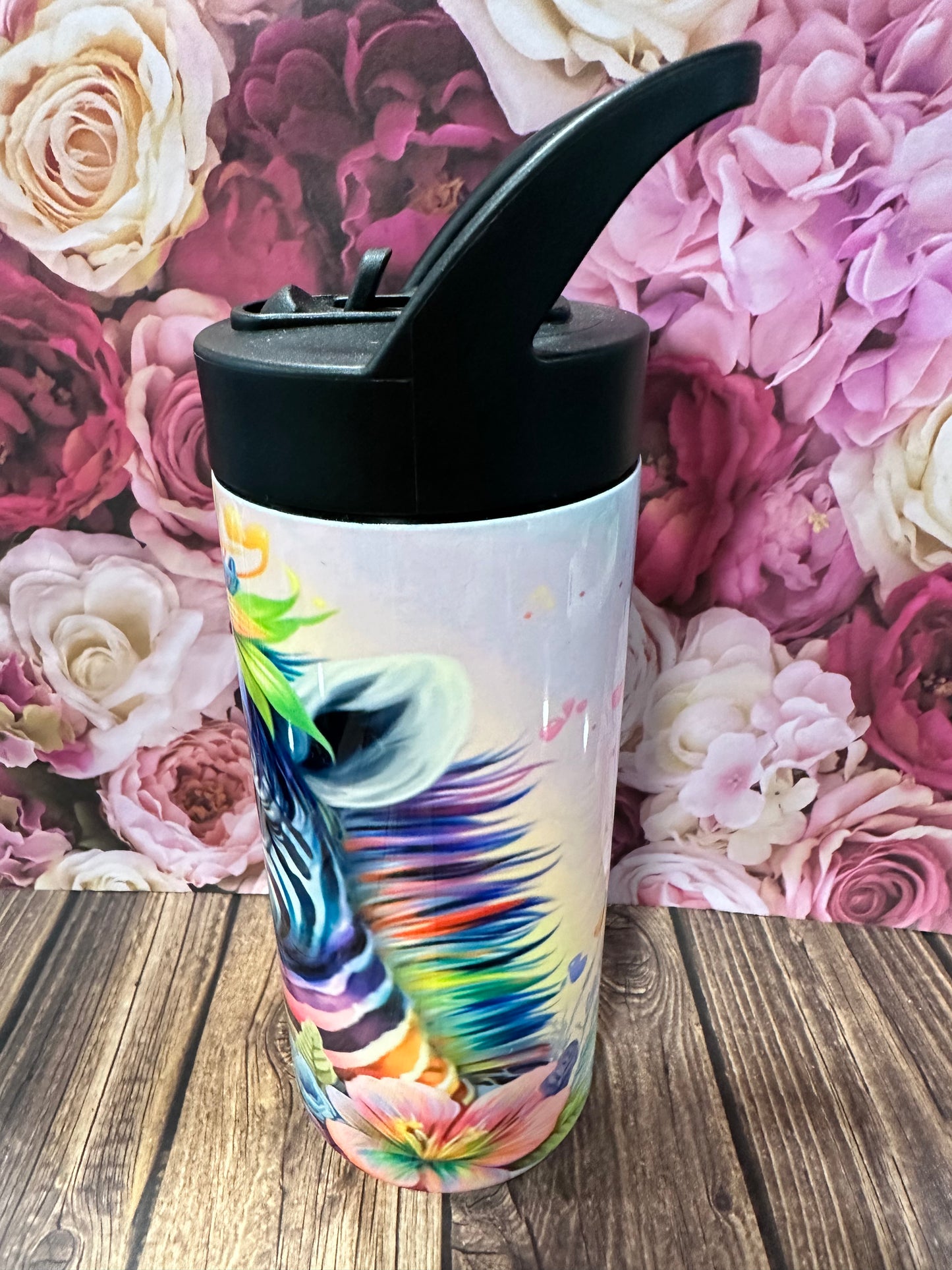 16 oz flip straw stainless steel double walled tumbler