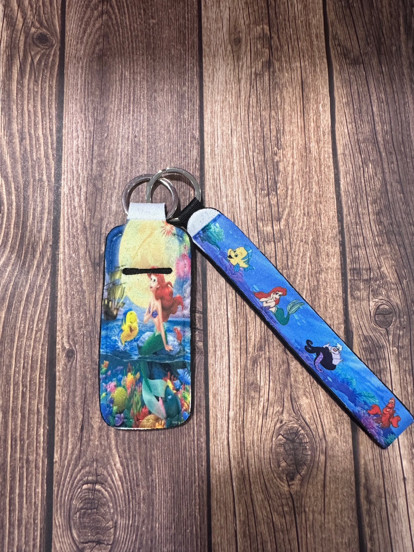 Little mermaid wristlet and chapstick holder set