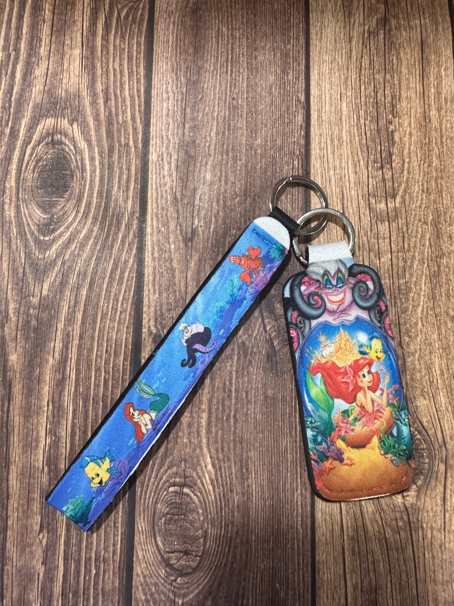 Little mermaid wristlet and chapstick holder set