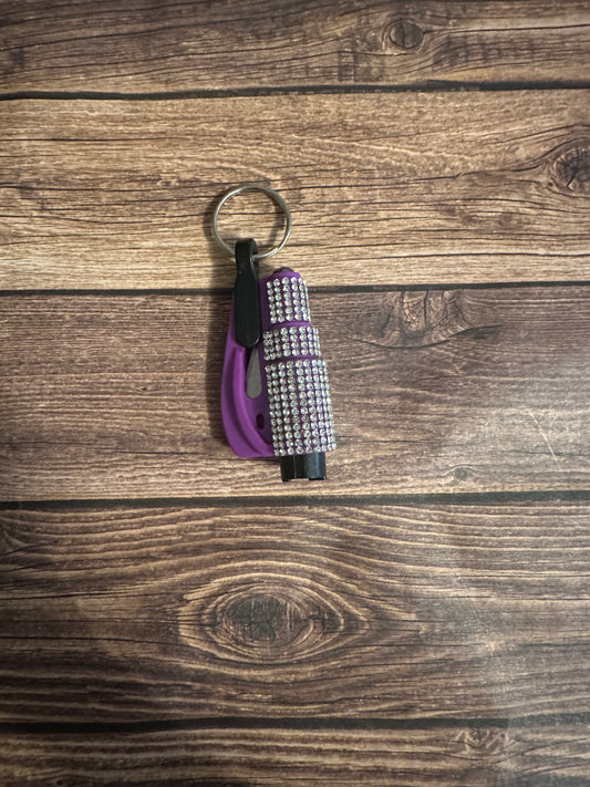 Purple and silver rhinestone seatbelt cutter/ window breaker