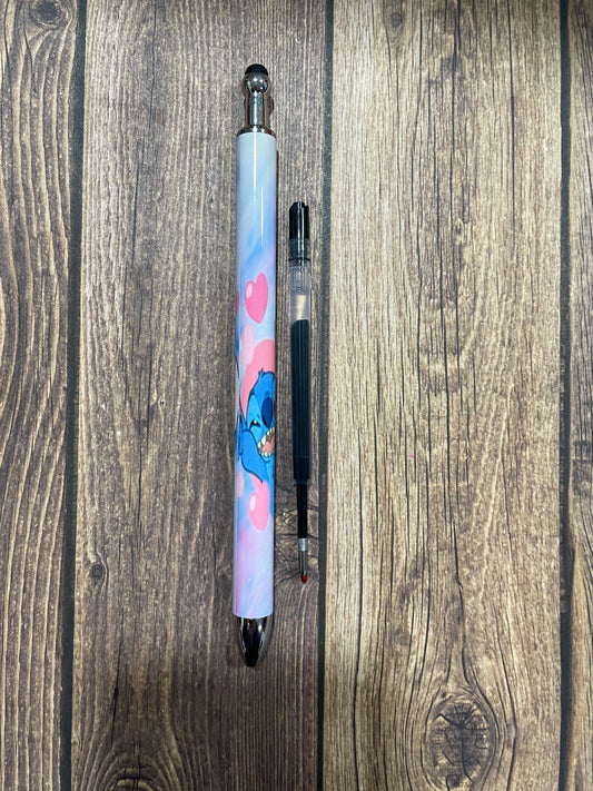 Stitch and girlfriend hearts sublimation pen