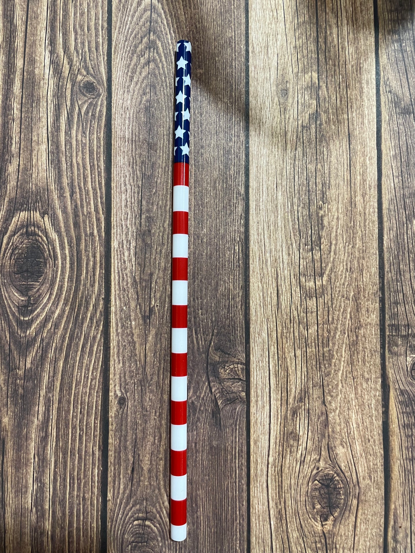 9" American flag plastic reusable straw