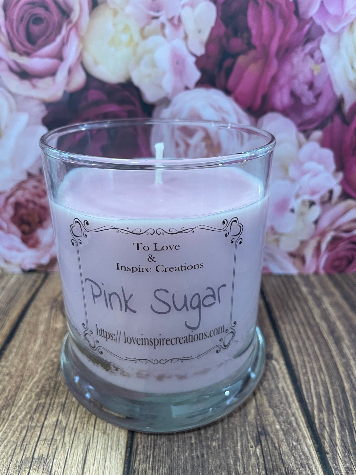 Round pink sugar candle